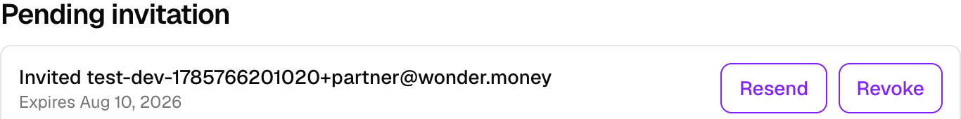 The member list showing an invite still in the pending state before it has been redeemed.