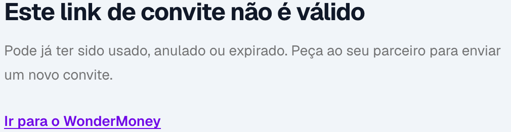 The join page showing the invalid-invite state, with a message explaining the link cannot be used.